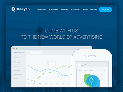 Clickyab.com redesign 2016 advertising chart large photo mobile panel web website