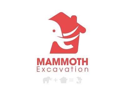 Mammoth Excavation logo branding design elephant excavation flat home illustration logo vector
