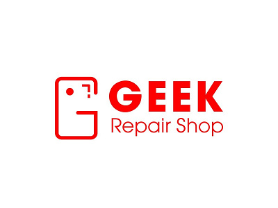 Geek (phone) Repair Shop logo design flat g illustration logo mobile phone typography vector