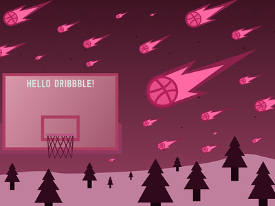Debut Shot backboard comet debut dribbble illustration sketch 3 tree vector