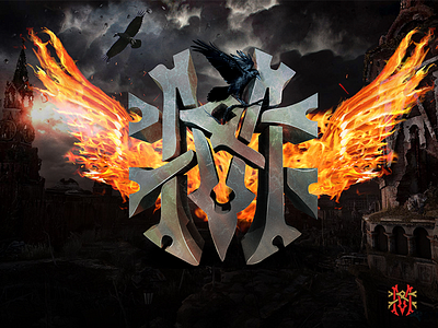 KM Wallpaper background clouds crows epic fire flames illustration photoshop storm texture wings