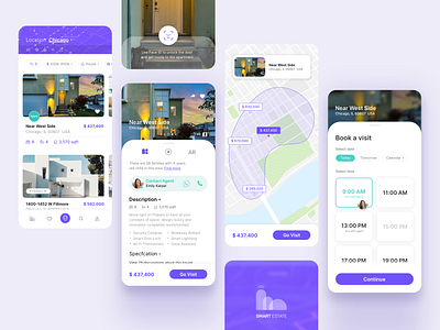 Smart City Real Estate APP agent apartment date face id home house map product page real estate smart city smart home sort time vr