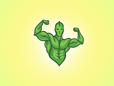VEGAN GAINS bio design eco green kliment leaf logo logo design logo mark natural nature power strong strongman symbol vegan vegetarian