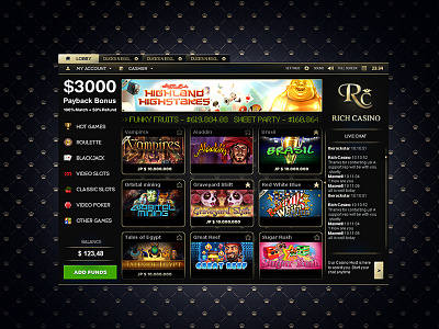 RichCasino New Lobby WEBDESIGN WIP casino lobby lux new online play rich richcasino slot web webdesign wip