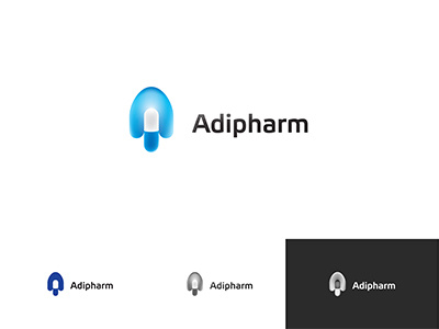 Adipharm logo design - Hand holding a pill adipharm beauty blue branding drugs hand health hold logo design pill