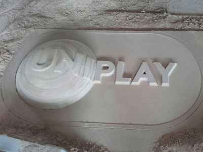 UNIPLAY logo getting real :) 3d 3d robot cnc cut kuka logo mdf real robot uni uniplay wip