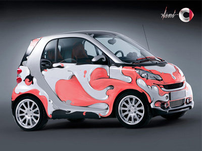 Custom SMART car colors custom design fresh gray illustration pink smart wrap