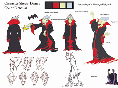 count vamp 2d art cartoon character character design evil witch