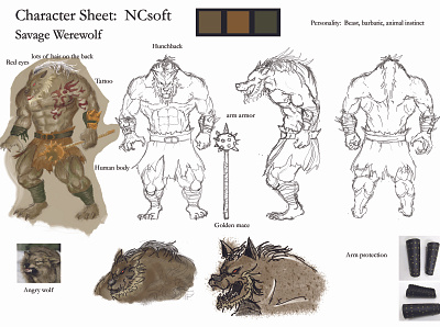 werewolf 2d art cartoon character character design dog gangster mace thug toon werewolf