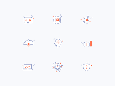 Icons for technology website ar bigdata bitcoin design flat icons illustration iot vector vr web webdesign website