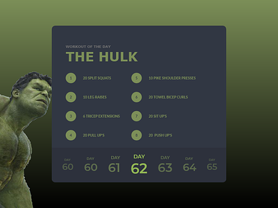 Daily UI - Workout Plan dailyui design digital the hulk ui ux web workout workout plan