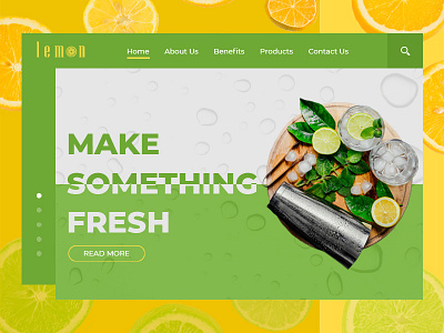 Lemon animated color flat food green lemon psd template ui vodka website yellow