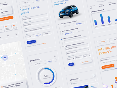 Car servicing app cards chart graph design login mobile design neumorphic neumorphism register selector signin signup simple ui white whitespace