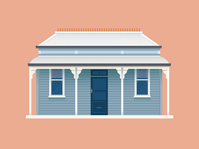 This is a house. architecture australia australian blue flat heritage home house illustration