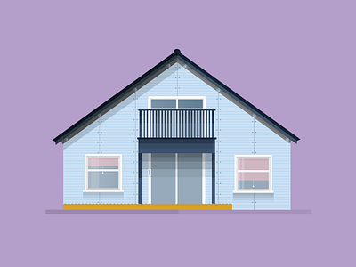 Nordic House architecture blue flat home house illustration nordic