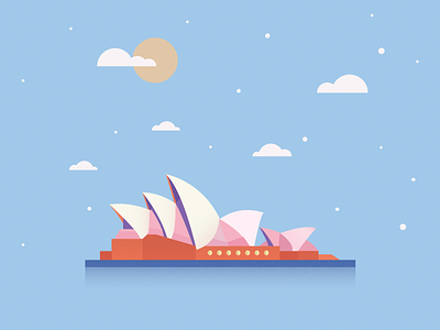 Sydney Opera House architecture australia building clean flat illustration moving opera sydney