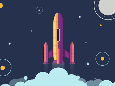 Everyone on dribbble draws rockets, so I did too. illustration intergalactic rocket space take off