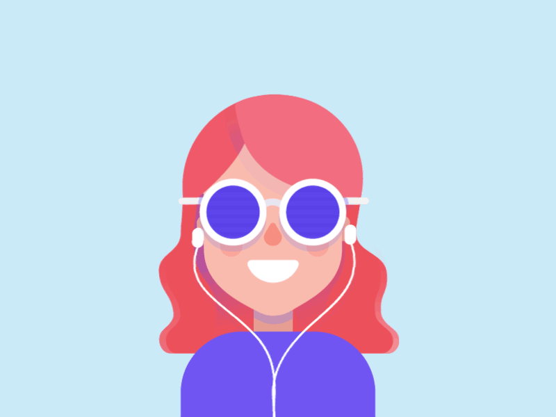 Bop animation bop girl glasses illustration running smile sunglasses