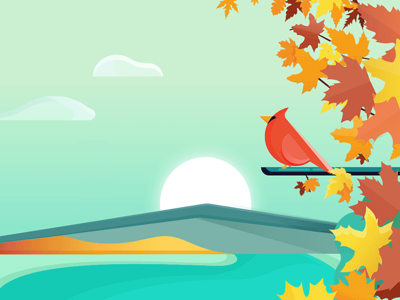 Autumn animation autumn bird fall illustration landscape leaves