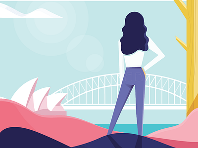 Sydney bridge city drawing girl harbour illustration opera house process sydney
