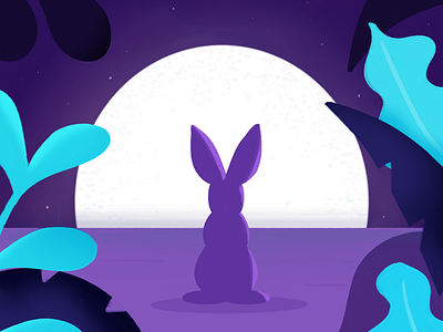 Bunny vs World bunny foliage illustration moon night rabbit trees