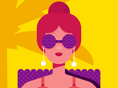 Sunbathing character girl illustration red hair summer sun sunbathe tan