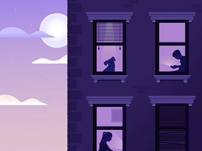 Windows apartment architecture building dogs drawing illustration ipad pro people silhouettes windows