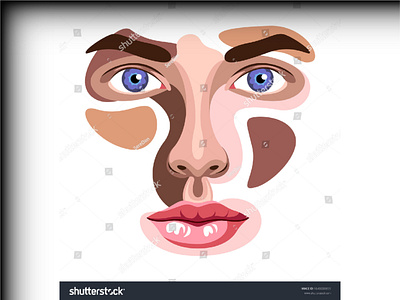 Vector face in graphic style black blue eyebrow eyelid eyes face female front girl iris lips live lives matter nose racism spot spots view white