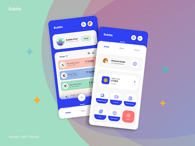 Bubble Wallet android app banking coins finance fintech gamification icon illustration minimal ui upi ux vector wallet wip