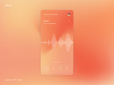 Meiso - Wellbeing app. android app breathe flat focus glassmorphism gradients icon illustration meditation minimal sleep soundwave timeline ui user ux wellbeing