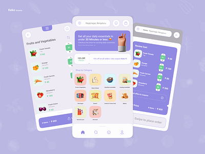 Keko - Grocery delivery #2 app app design booking delivery app design ecommerce food and drinks food delivery app grocery app grocery delivery icons illustration logo menu design offers online shop order product ui ux