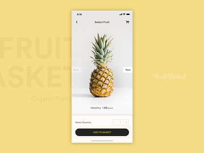 Item Selection page add to cart big basket clean food fruit item selection list pineapple shopping