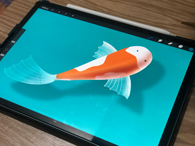 Modified Koi Fish - tryout :p apple pencil blue digital painting fish illustration ipad pro procreate