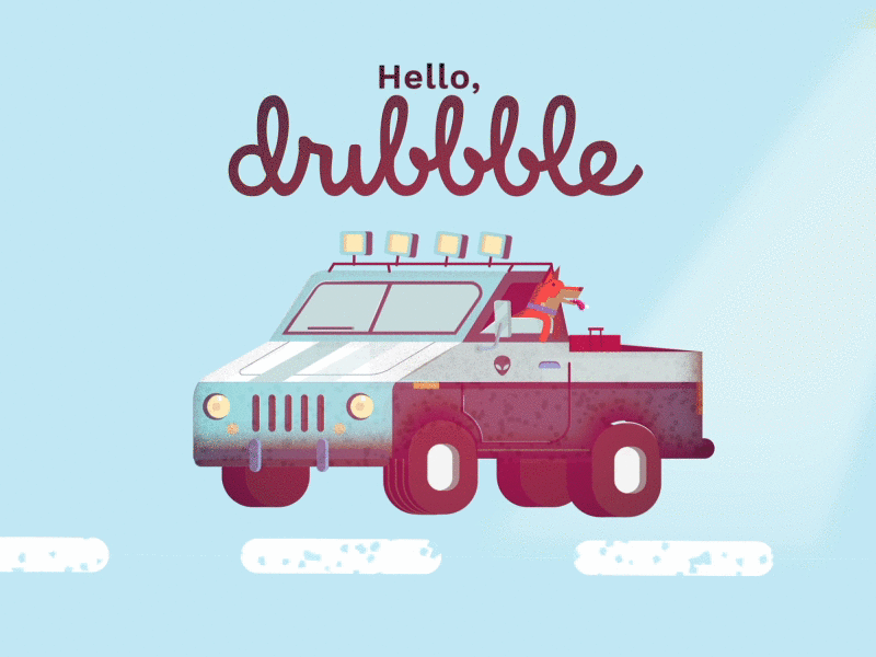 Hello Dribbble! First shot! animation debut design dog first shot illustration motion truck van