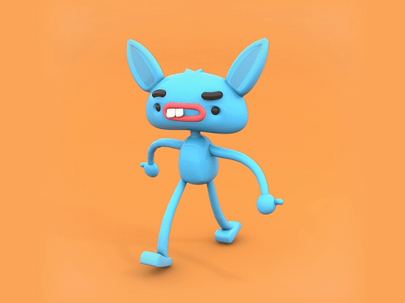 Walk cycle Test animation bunny character design cinema 4d motion test walk cycle