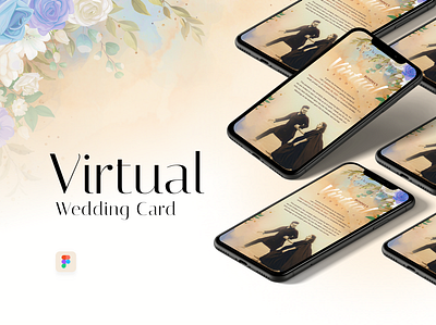 Virtual Wedding Card brochure design card design design flat floral graphicdesign invitation card minimal weddings