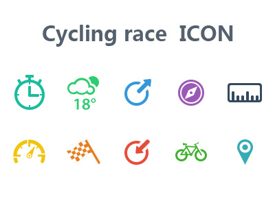 Cycling race icon bike colour icon race