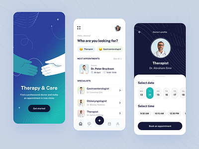 Therapy&Care - Mobile app concept healthcare ios mobile app motion pattern ui design ux design