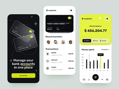 Easy bank - Mobile app app application bank banking banking app concept design finance financial fintech illustration ios minimal mobile mobile app money ponee ui design ux design wallet