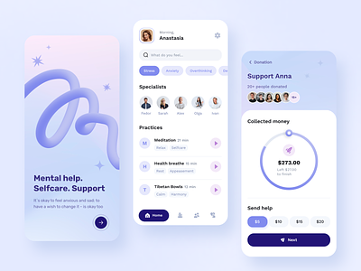 Mental Help - Mobile App app application concept design doctors healthcare illustration ios meditation mentality practice psyhologist ui ui design ux design