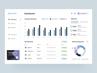 Datanist - Financial Dashboard app chart concept dashboard data design expences financial statistics ui ui design ux design web application