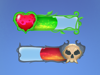 Cartoon UI the Health Bar design game game art gui health bar heart icon skull ui