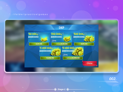 UI/UX "Shop" a mobile game screen