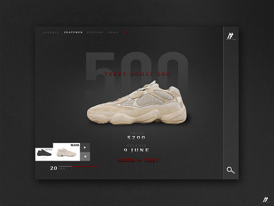 YEEZY BOOST 500 - Website Redesign 2018 500 art branding design flat graphic art graphic arts icon illustration logo minimal modern simple ui ux web website website banner website concept yeezy