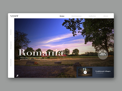 ROMANIA VISIT PLACE CONCEPT - 2018 art beauty design flat graphic art graphic arts illustration logo minimal modern place romania romanian simple ui unique web website website banner website concept