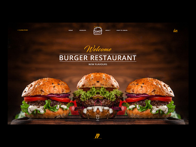 BURGER RESTAURANT WEBSITE - 2018 burger burger menu design flat graphic art graphic arts illustration logo minimal modern restaurant restaurant design simple typography web webdesign website website banner website concept website creator