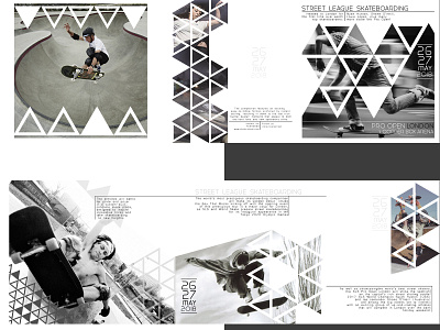 Brochure for skateboard event adobe ilustrator brochure design design photoshop skateboard triangle