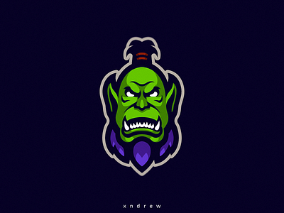 Orc angry animal branding design esport green illustration logo mascot orc purple vector world of warcraft 3 xndrew