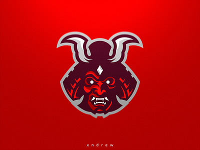 Samurai logo angry branding design devil devils died esport illustration logo mascot red samurai skull vector xndrew