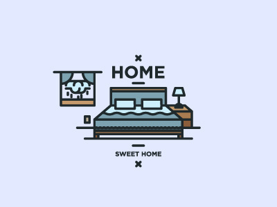 Home bed bedroom casa cloudy digital home illustration rain sweet weather